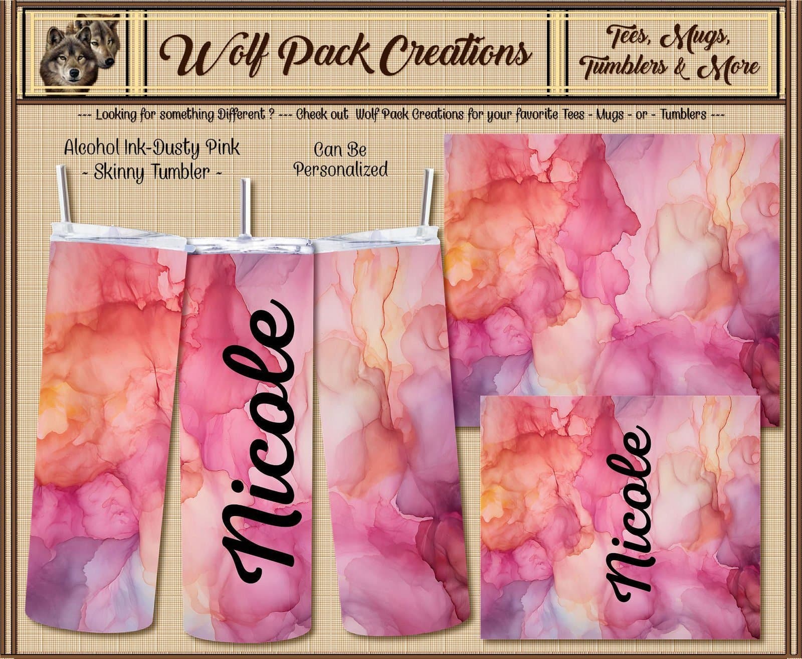 Personalizable Skinny Tumbler in Dusty Pink