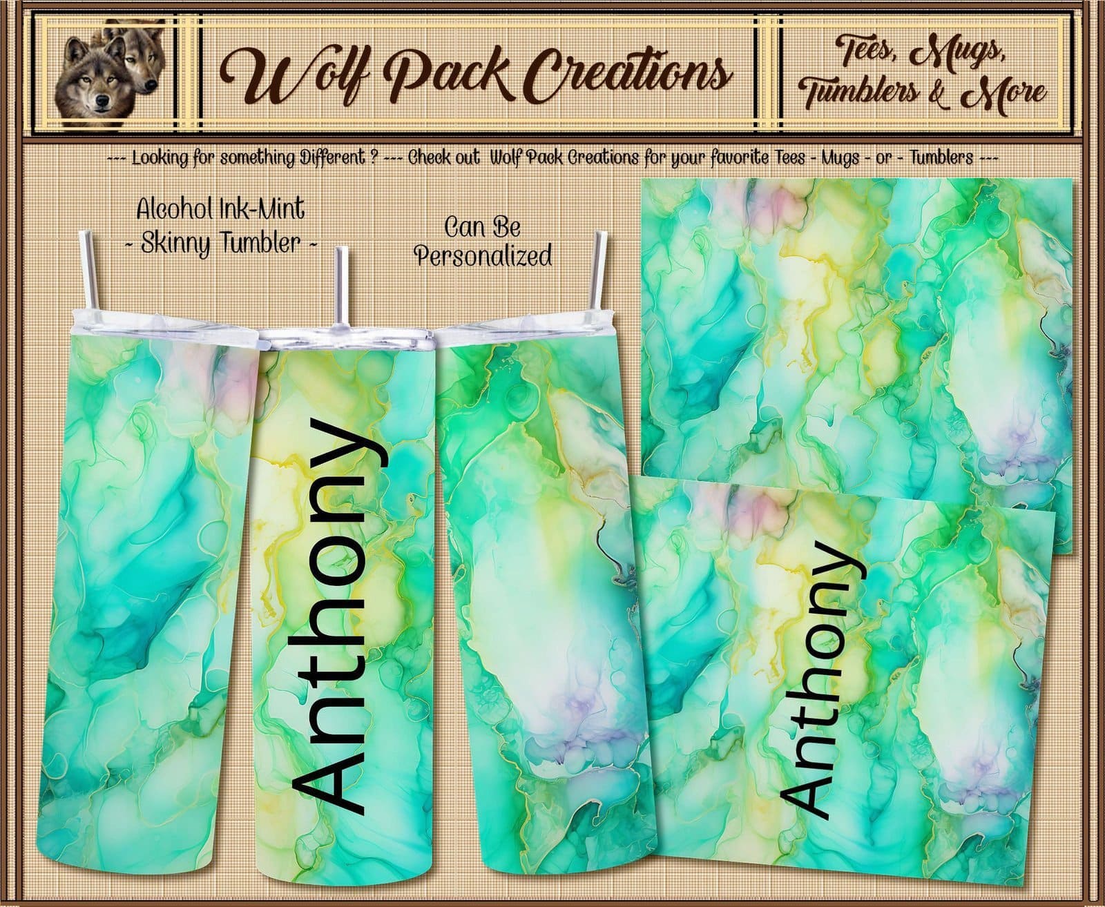 Personalizable Skinny Tumbler in Magnificent Mint