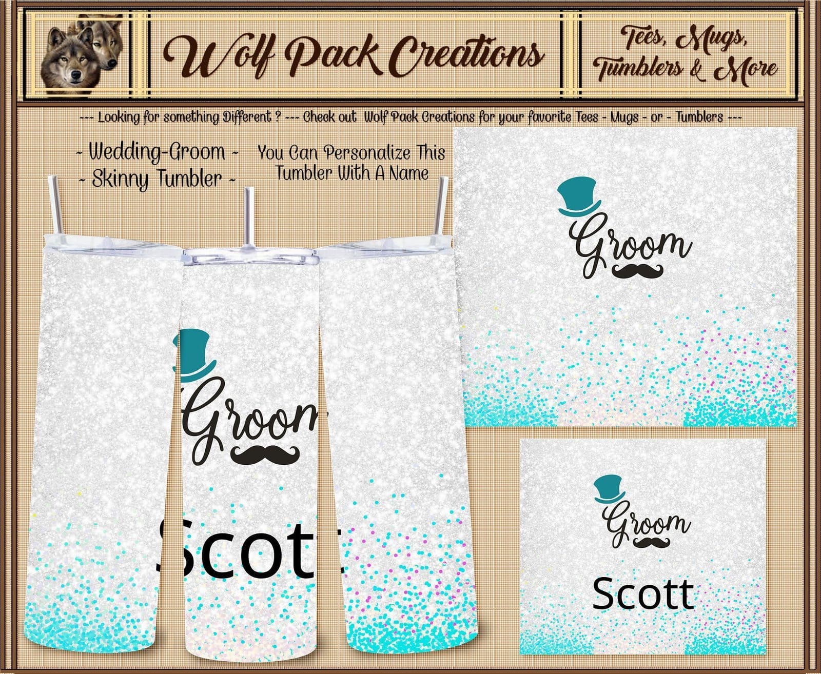Personalizable Beautiful Skinny Tumbler for the Groom