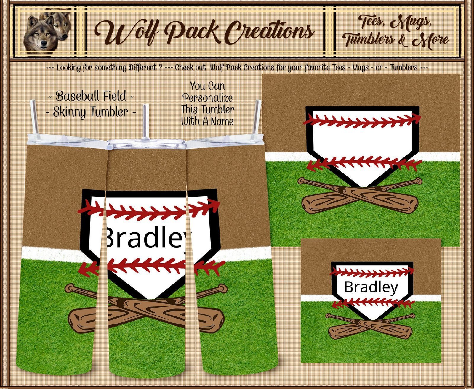 Personalizable Neat Skinny Tumbler for Hanging out at the Baseball Field