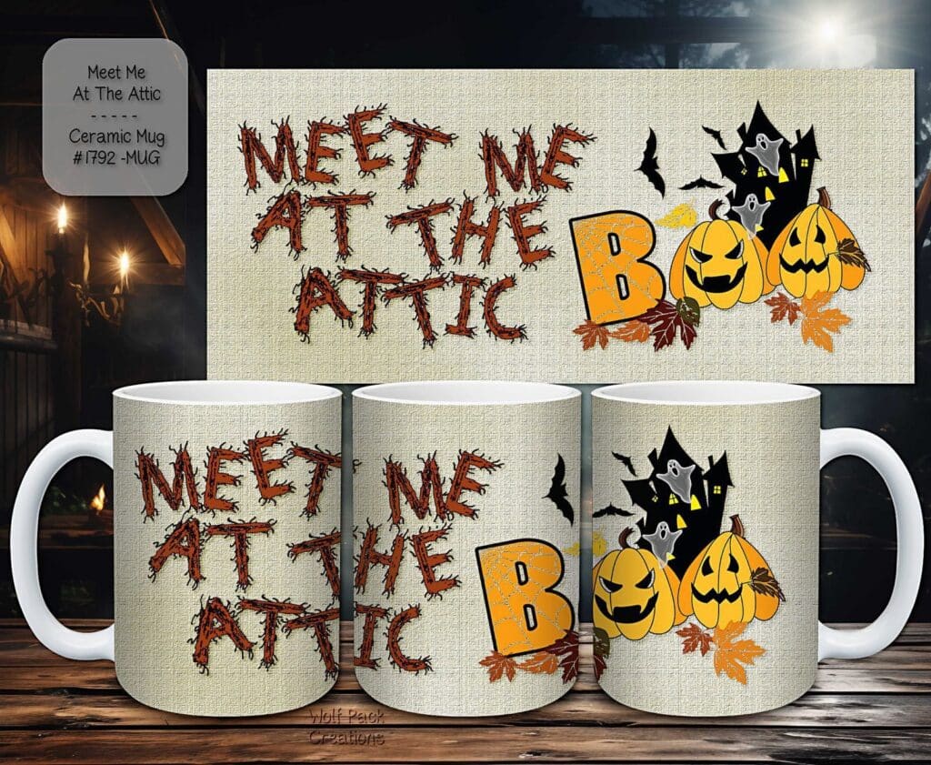 Beautiful Spooktacular Ceramic Coffee Mugs featuring bats and ghosts