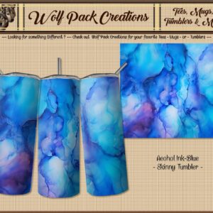 Vibrant Alcohol Ink Blue Skinny Tumbler