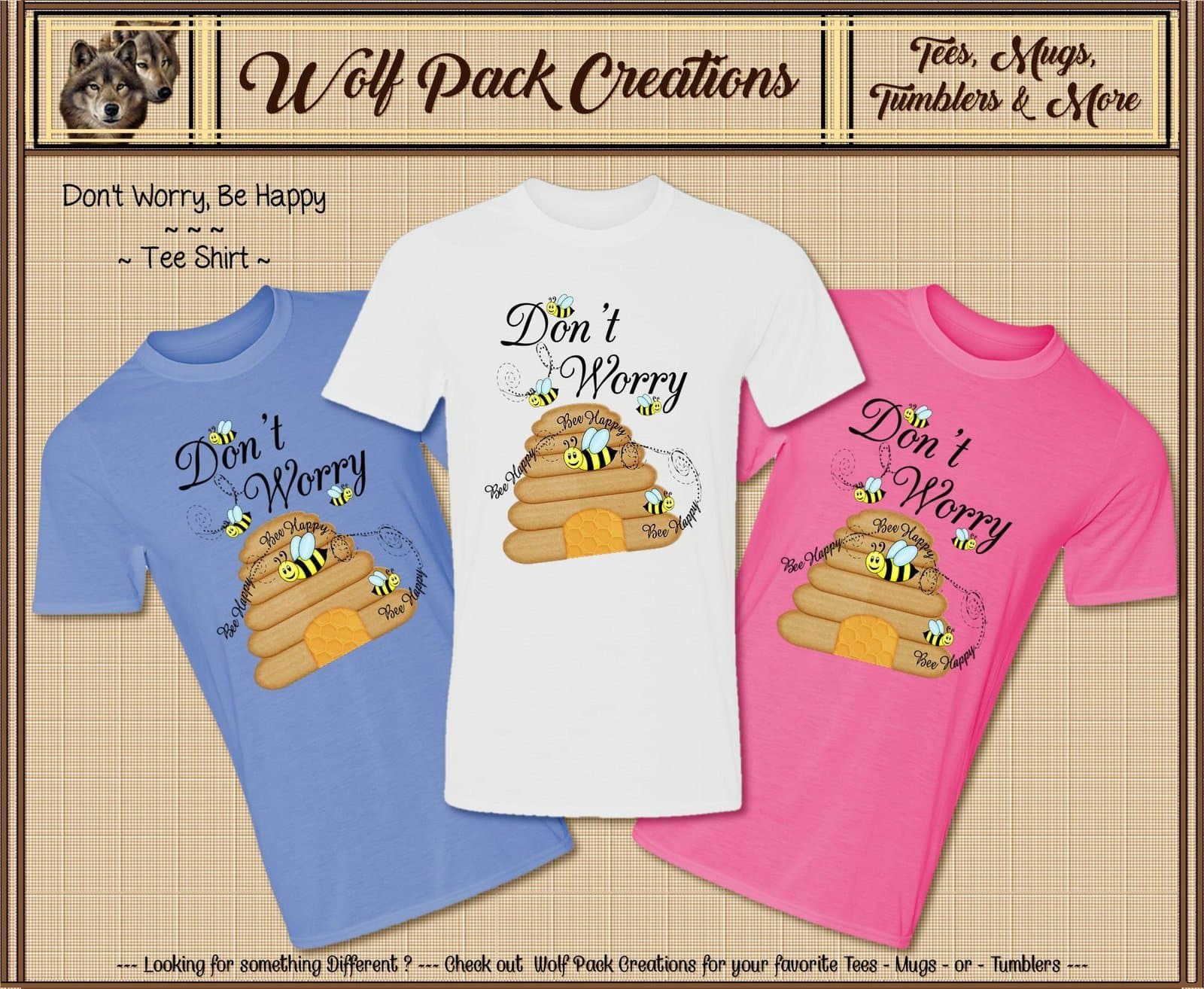 Beautiful Short Sleeve Shirt: Don't Worry, Bee Happy