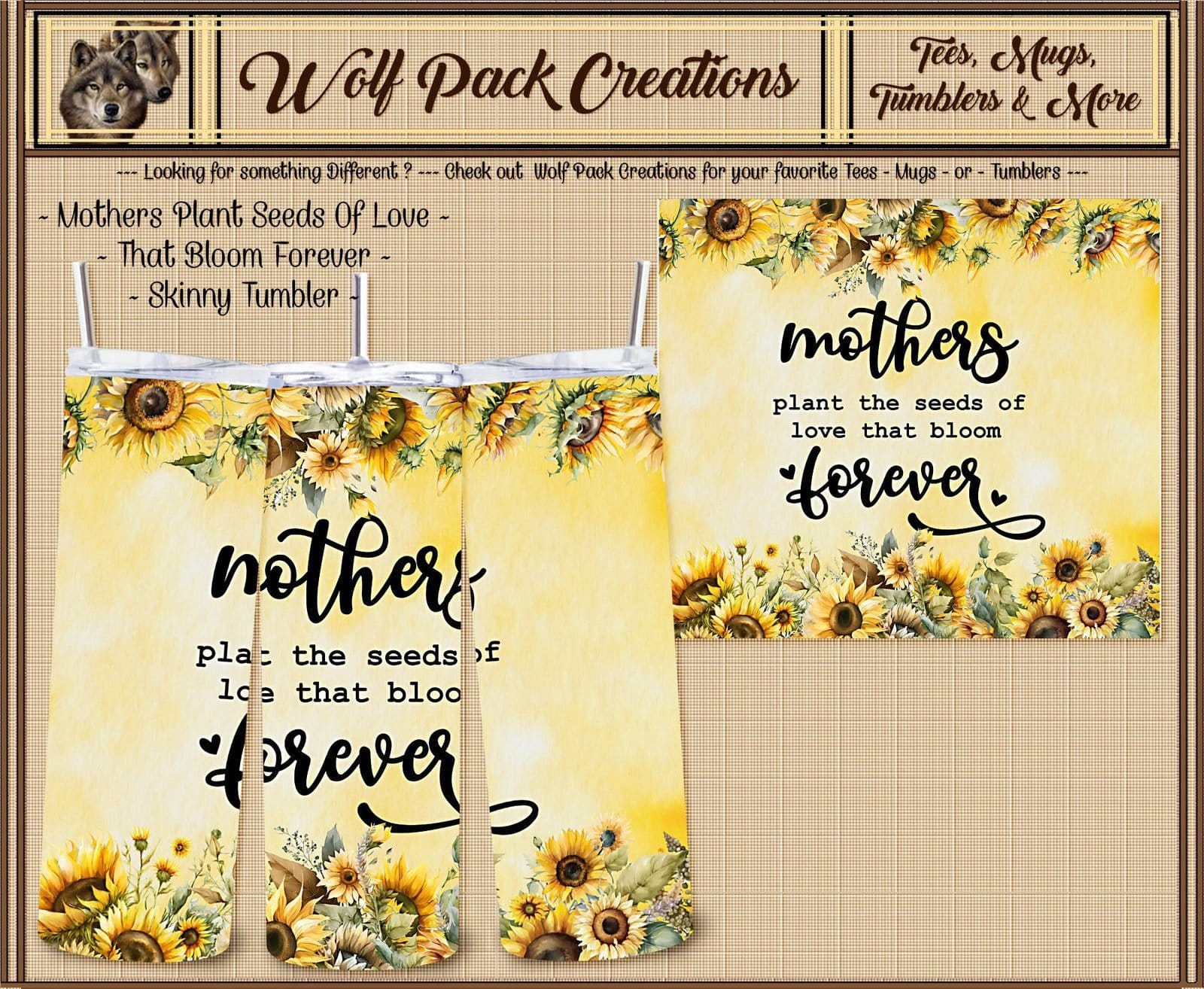 Beautiful Skinny Tumbler Showcasing Sunflowers