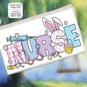 Easter Nurse Bunny Ears Zipper Pouch