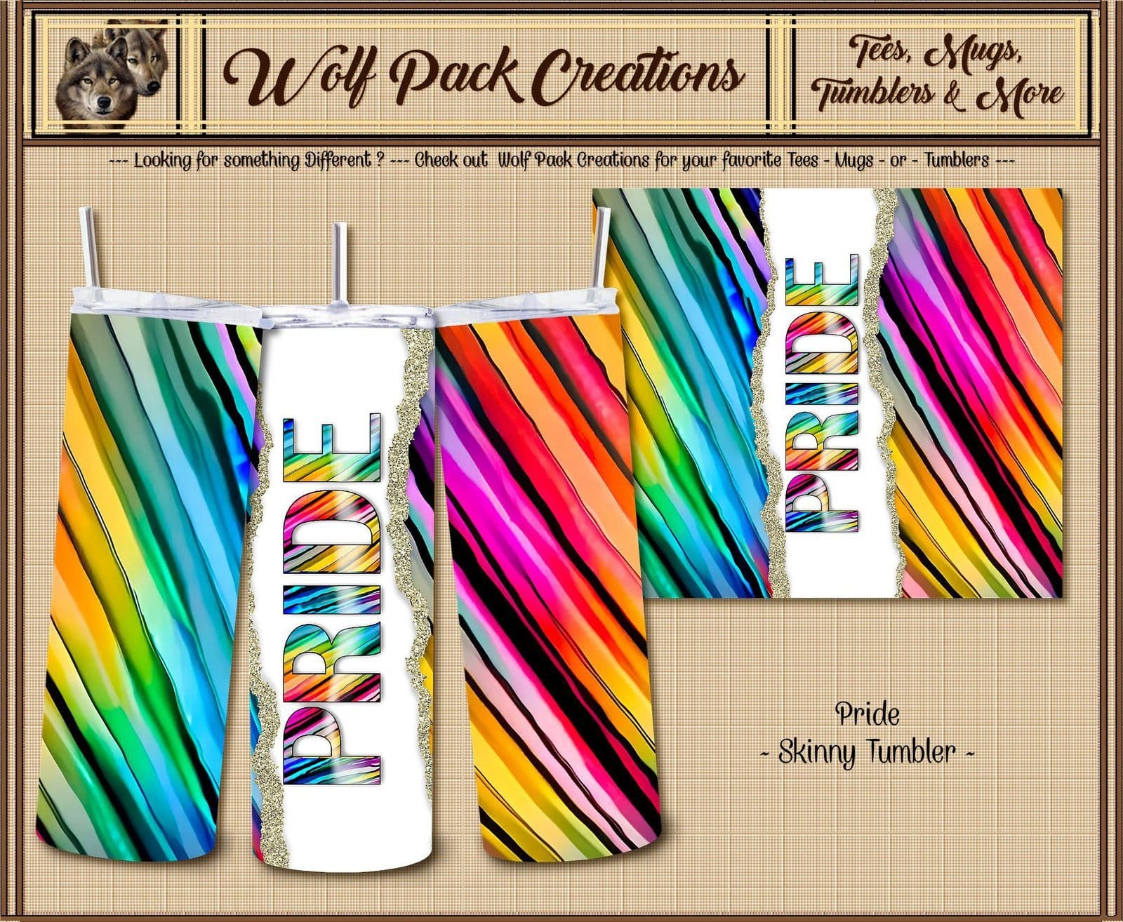 Beautiful PRIDE and Gold Trim Skinny Tumbler