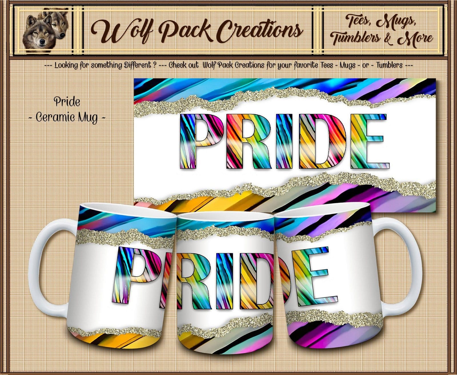 Beautiful Ceramic Mug: PRIDE and Gold Trim