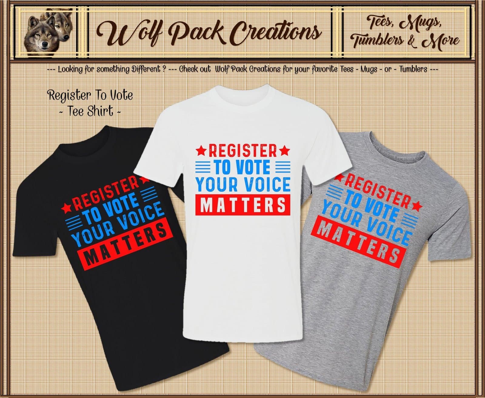 Short Sleeve T-Shirt Reminding You to Register to Vote