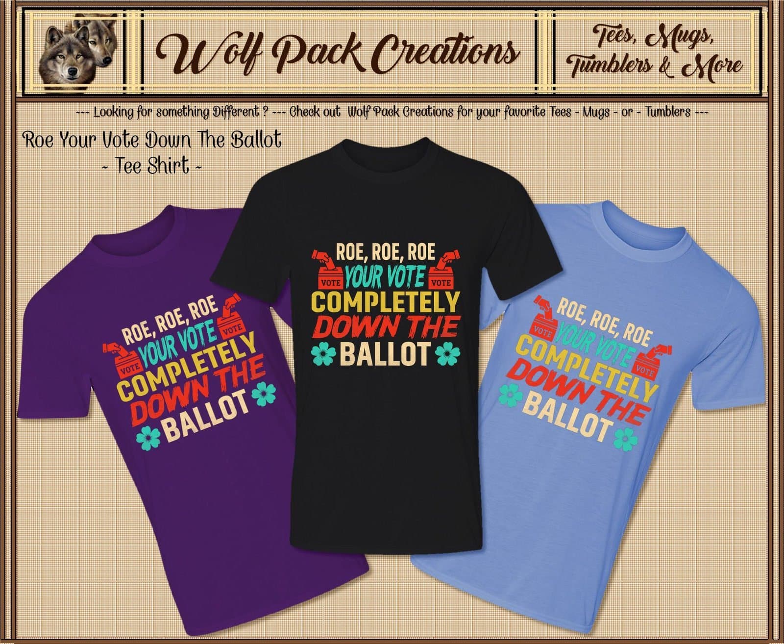 Roe Roe Roe Your Vote Down the Ballot Beautiful Short Sleeve T-Shirt