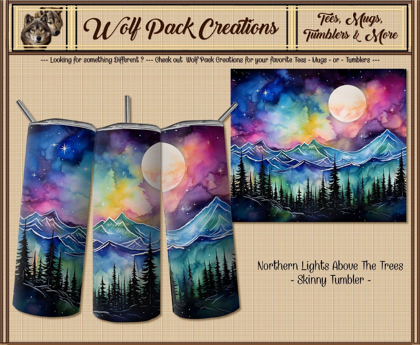 Northern Lights on Beautiful Skinny Tumbler