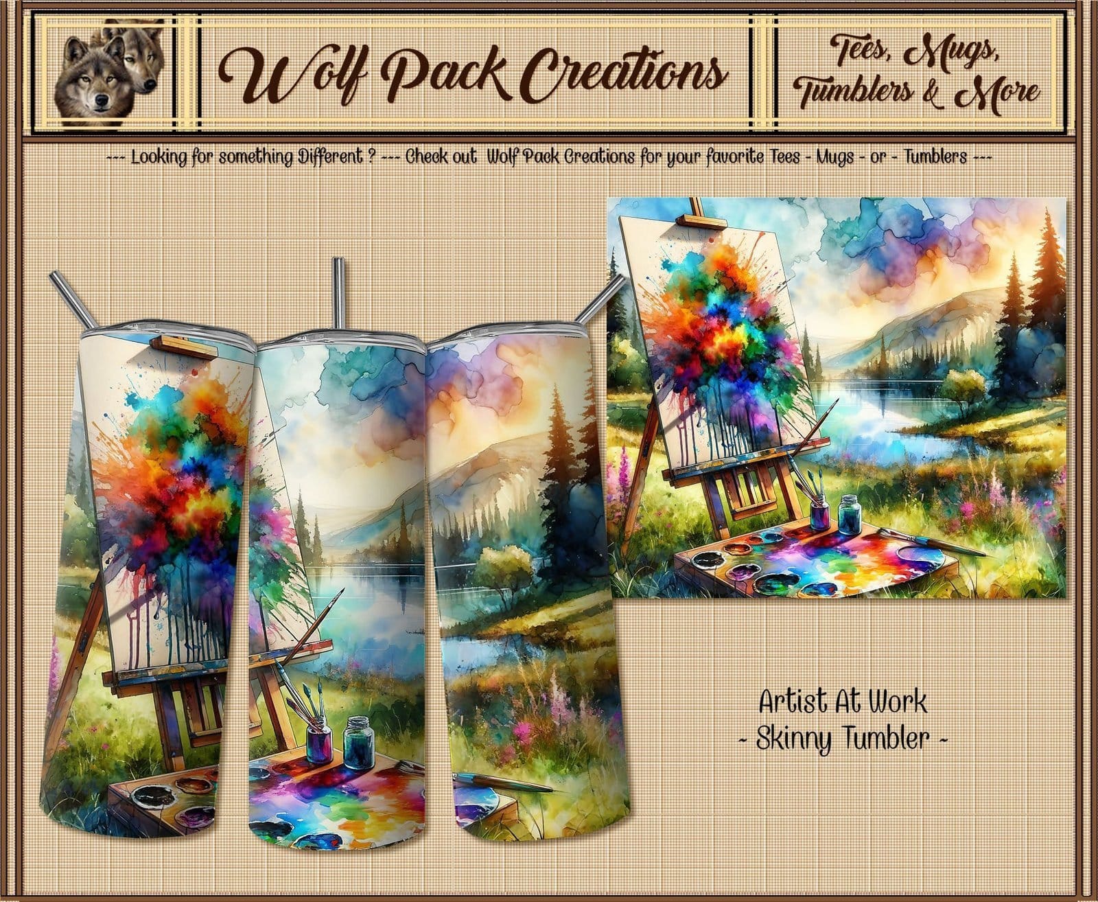 Beautiful Skinny Tumbler with an Artists Canvas