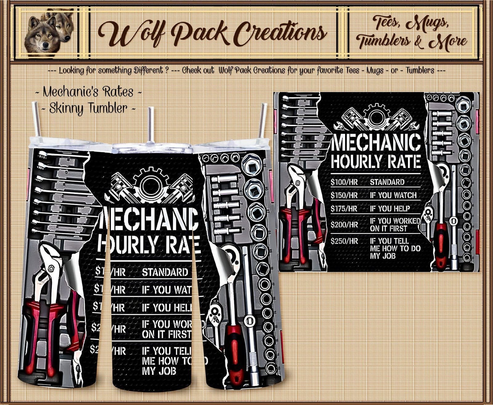 Manly Skinny Tumbler for Mechanics Hourly Rate