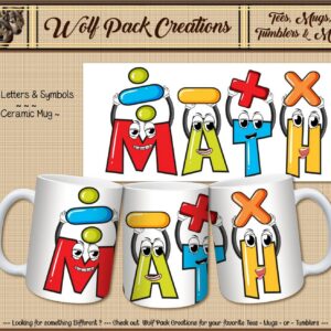Beautiful Ceramic Mug: Math Letters and Symbols