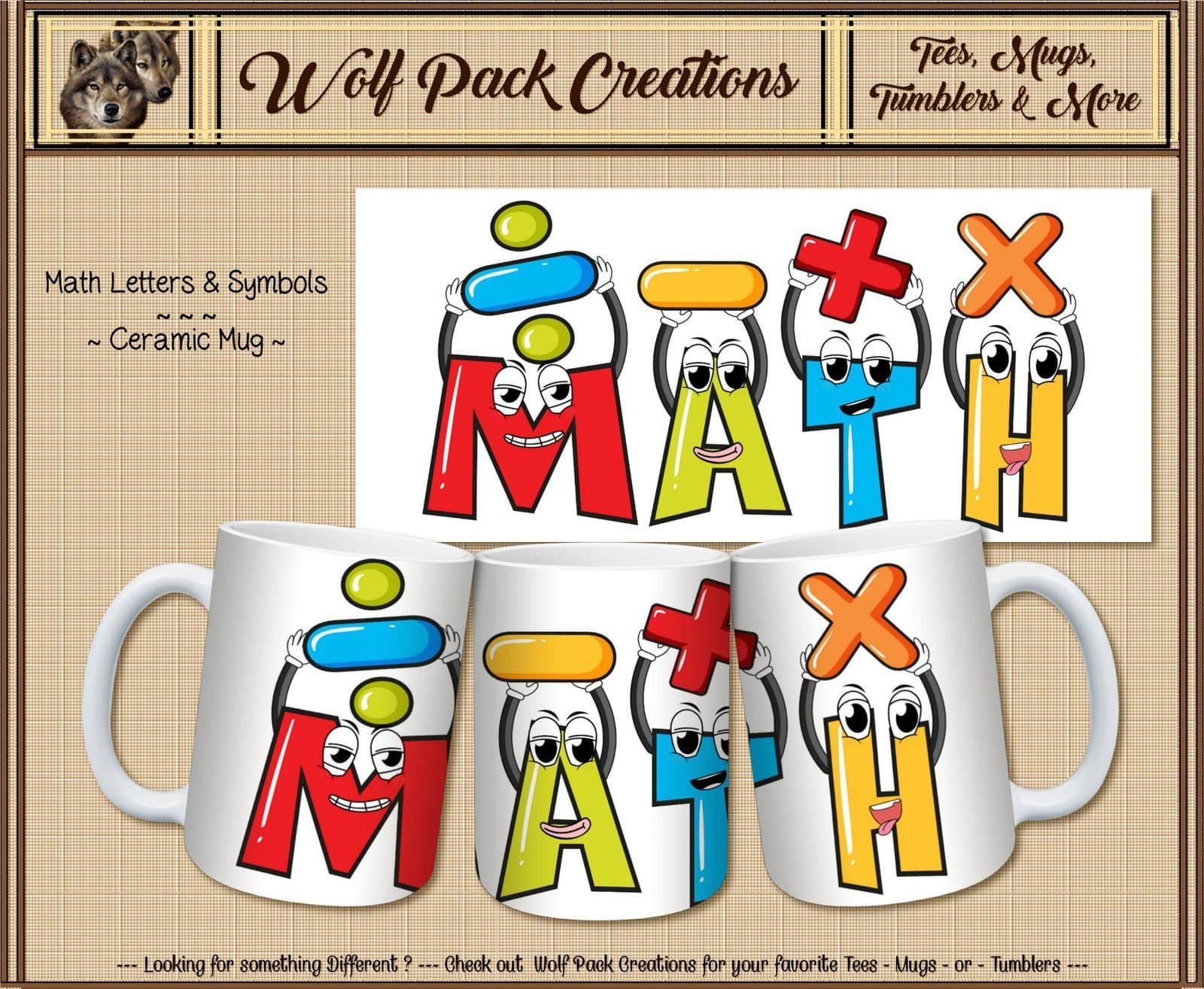 Beautiful Ceramic Mug: Math Letters and Symbols