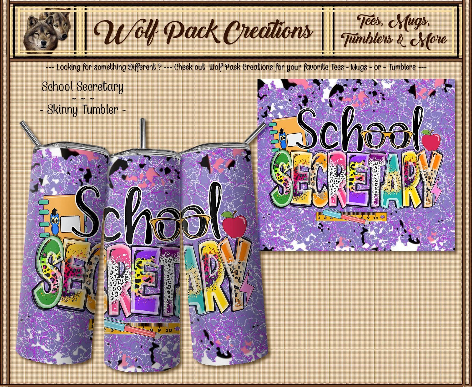 Beautiful Skinny Tumbler for School Secretaries