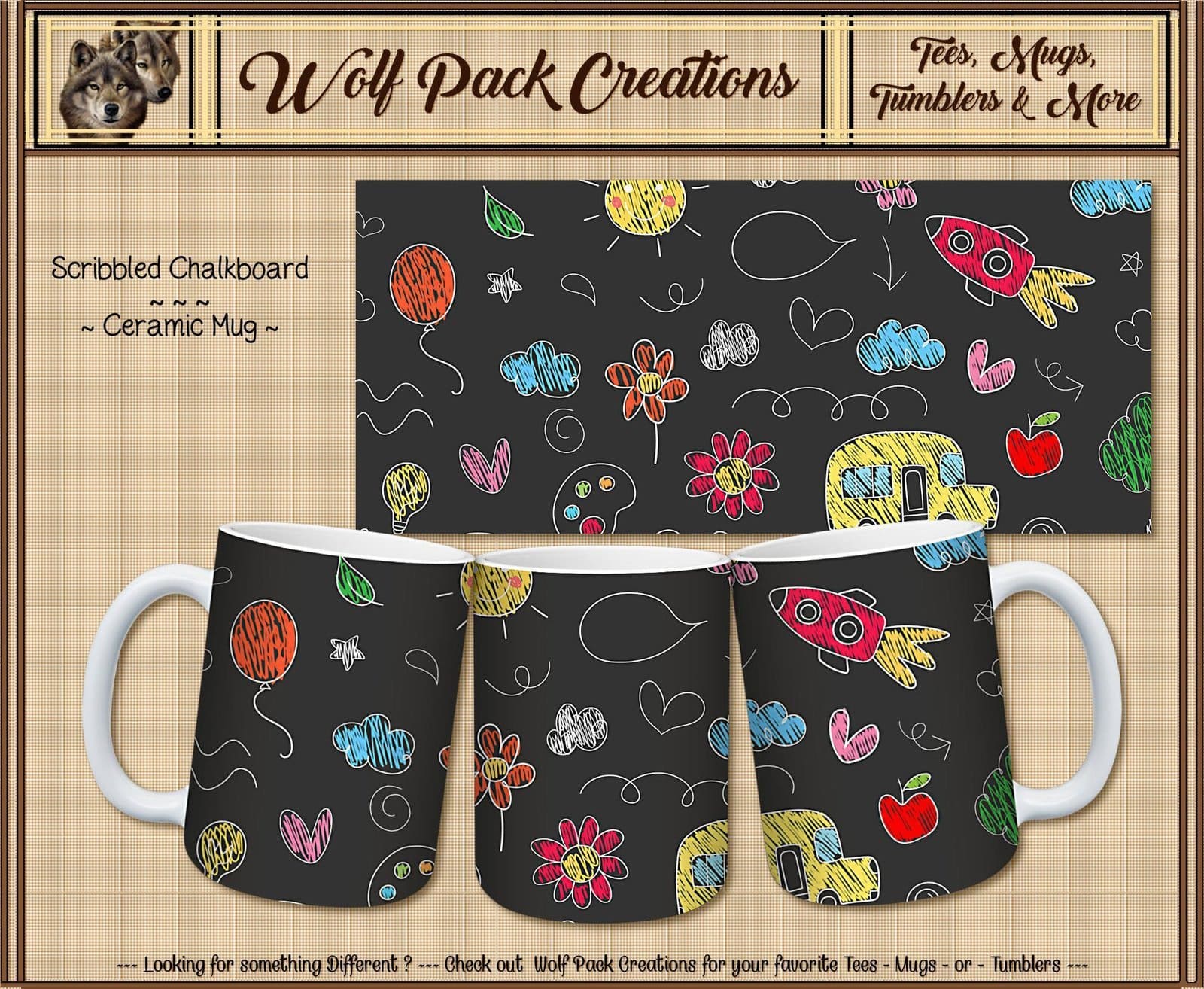 Beautiful Ceramic Mug: Scribbled Chalkboard