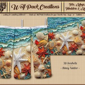Beautiful 3D Seashells on a Skinny Tumbler