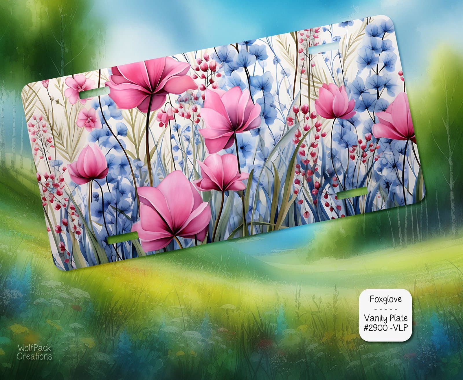 Foxglove Flowers License Plate