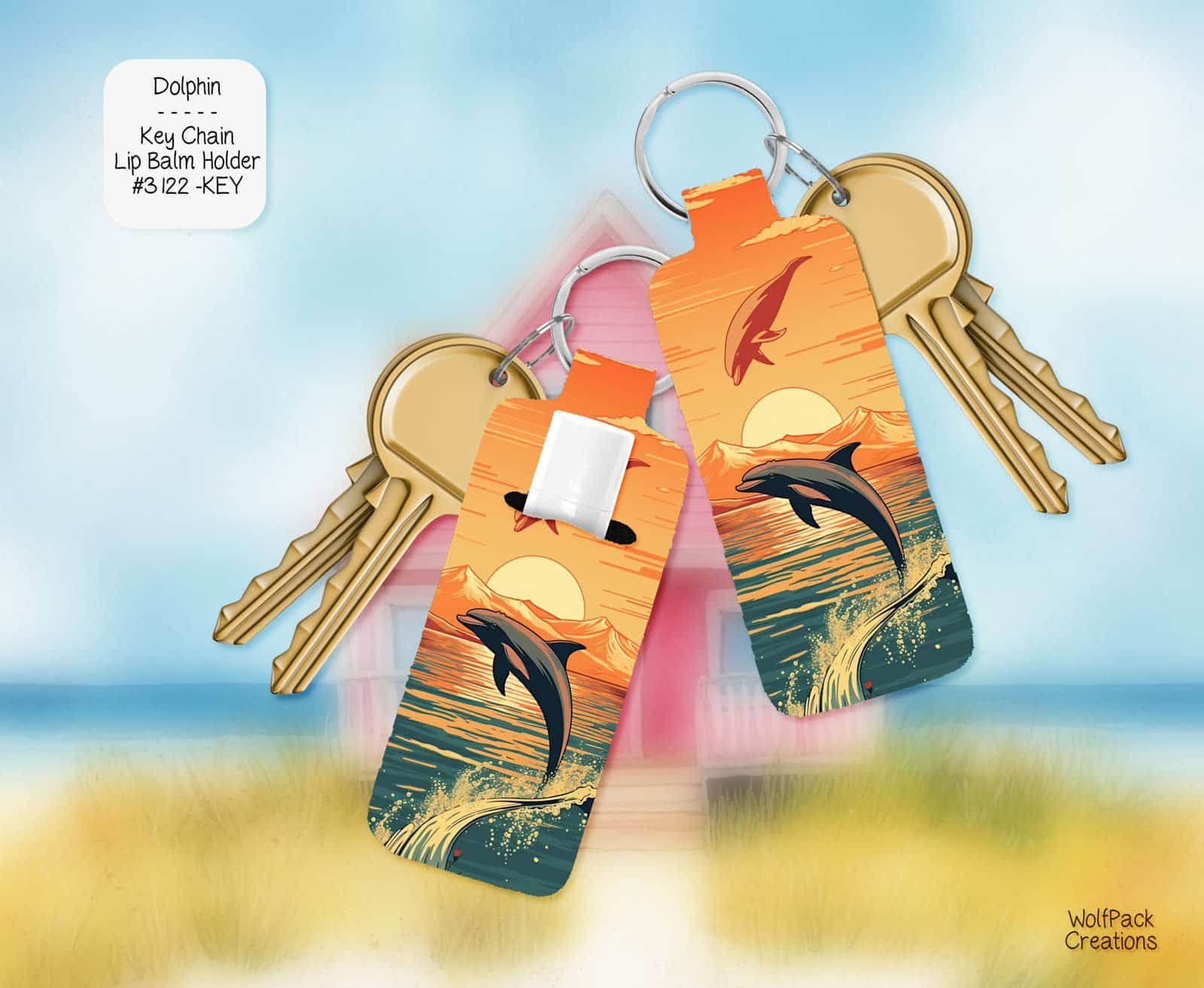 Beautiful Dolphin Lip Balm Keychain