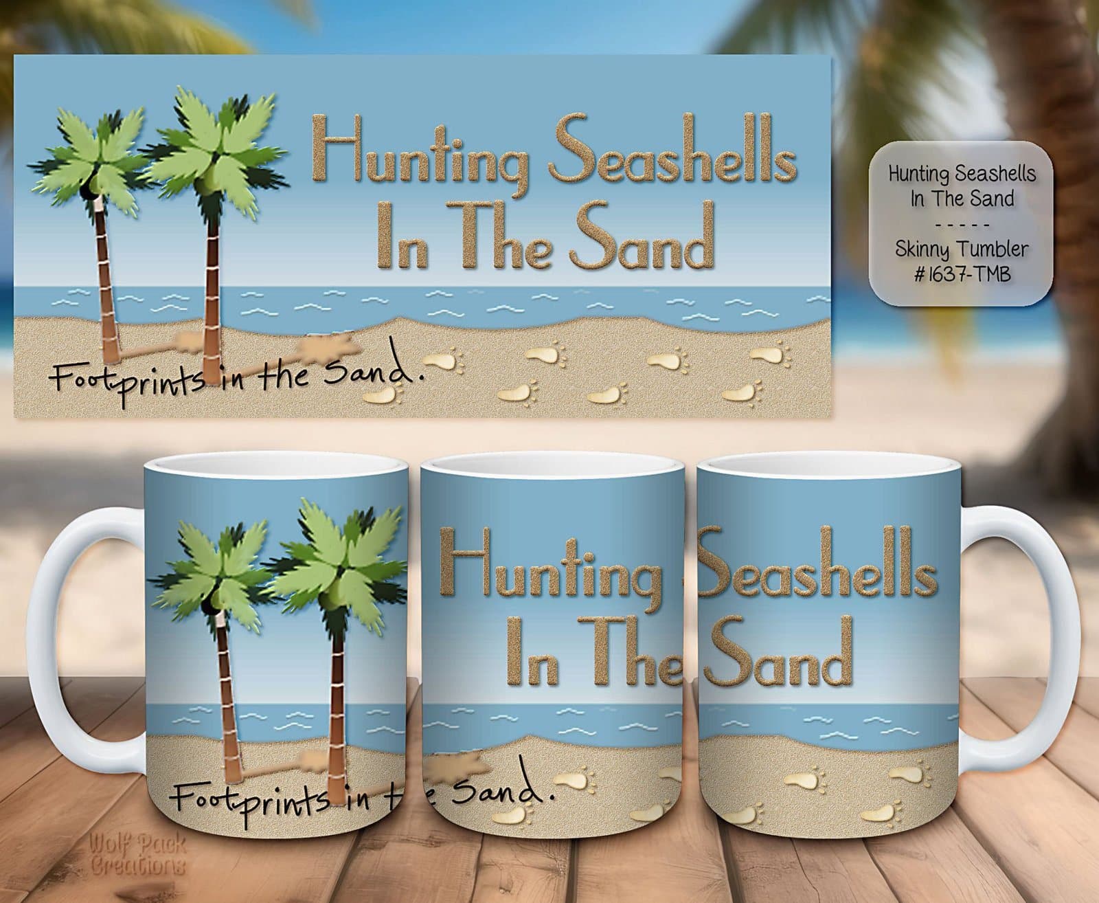 Beautiful Footprints in the Sand Design on a Ceramic Mug