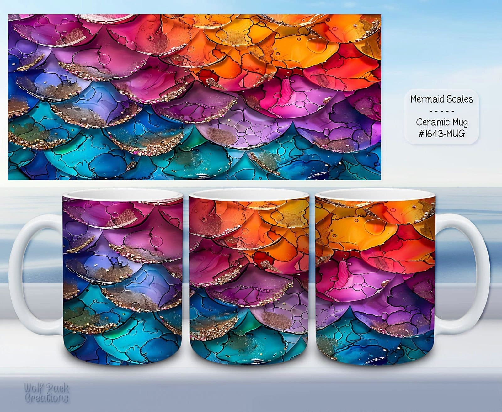 Beautiful Mermaid Scales Design on a Ceramic Mug
