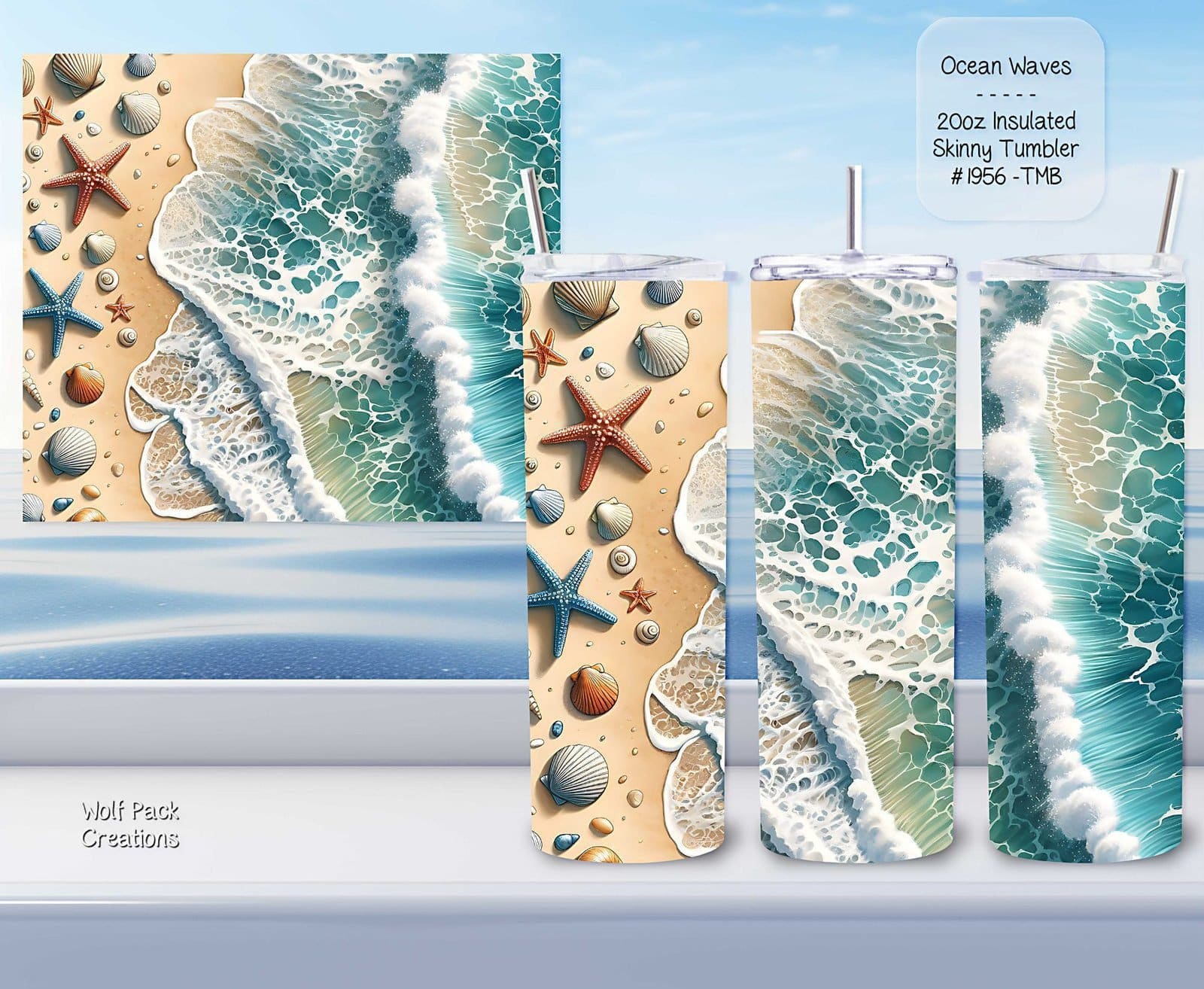 Beautiful Steel Skinny Tumbler featuring Ocean Waves
