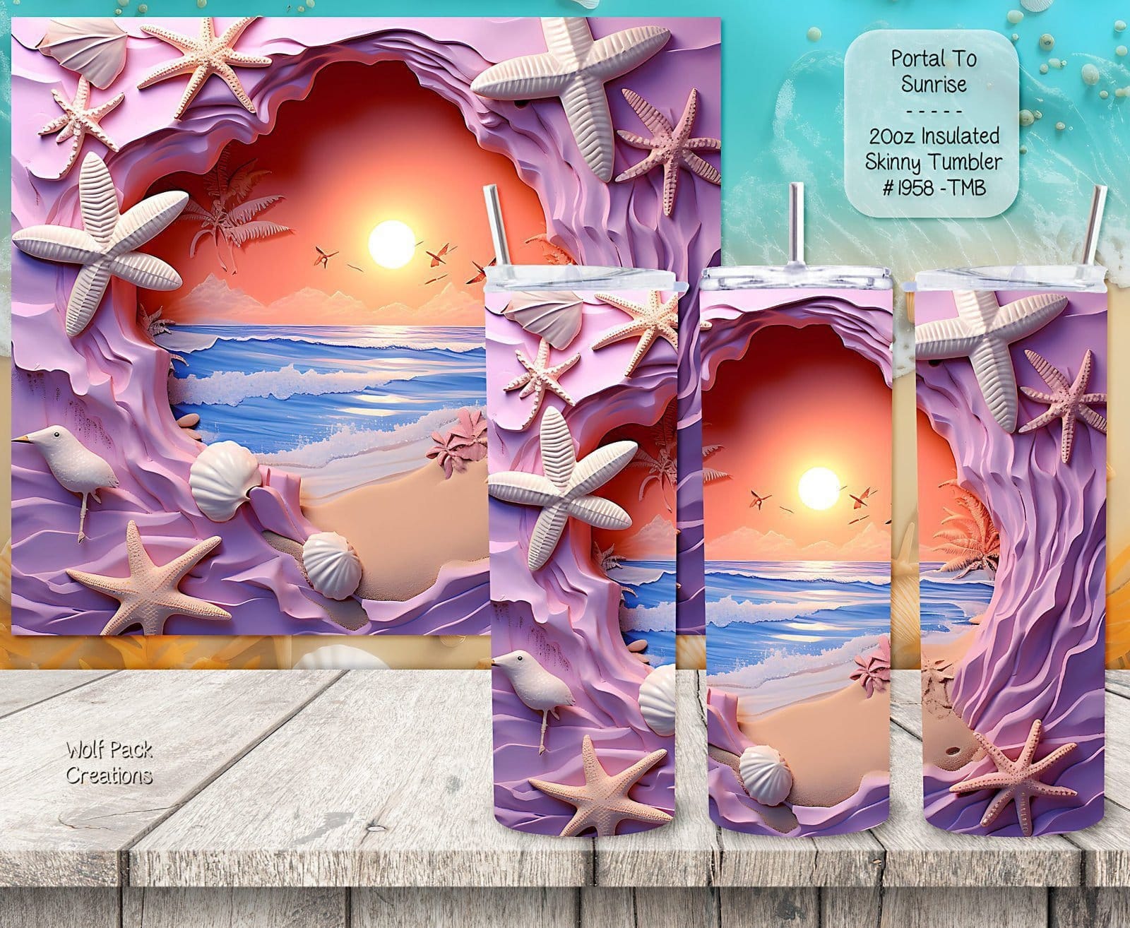 Beautiful Elegance on a Skinny Tumbler: Ocean Sunrise