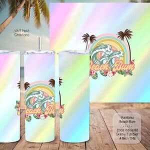 Sip in Style with the Beautiful Rainbow Beach Bum Skinny Tumbler