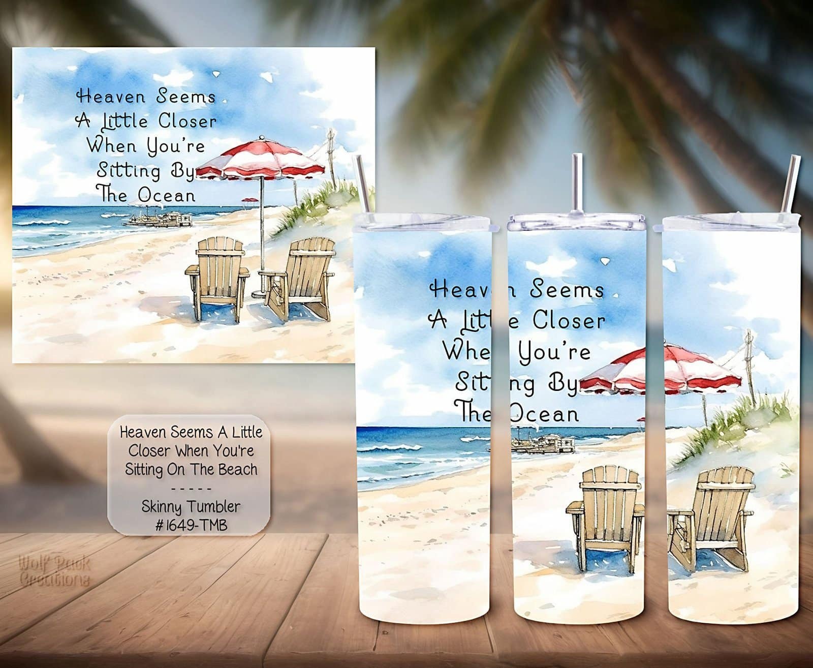 Beautiful Sitting on the Beach Design on Skinny Tumbler
