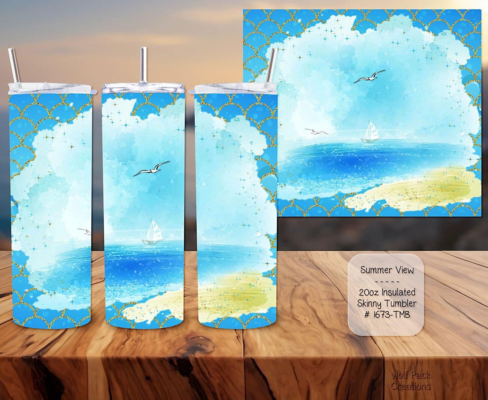Beautiful Skinny Tumbler: Summer View