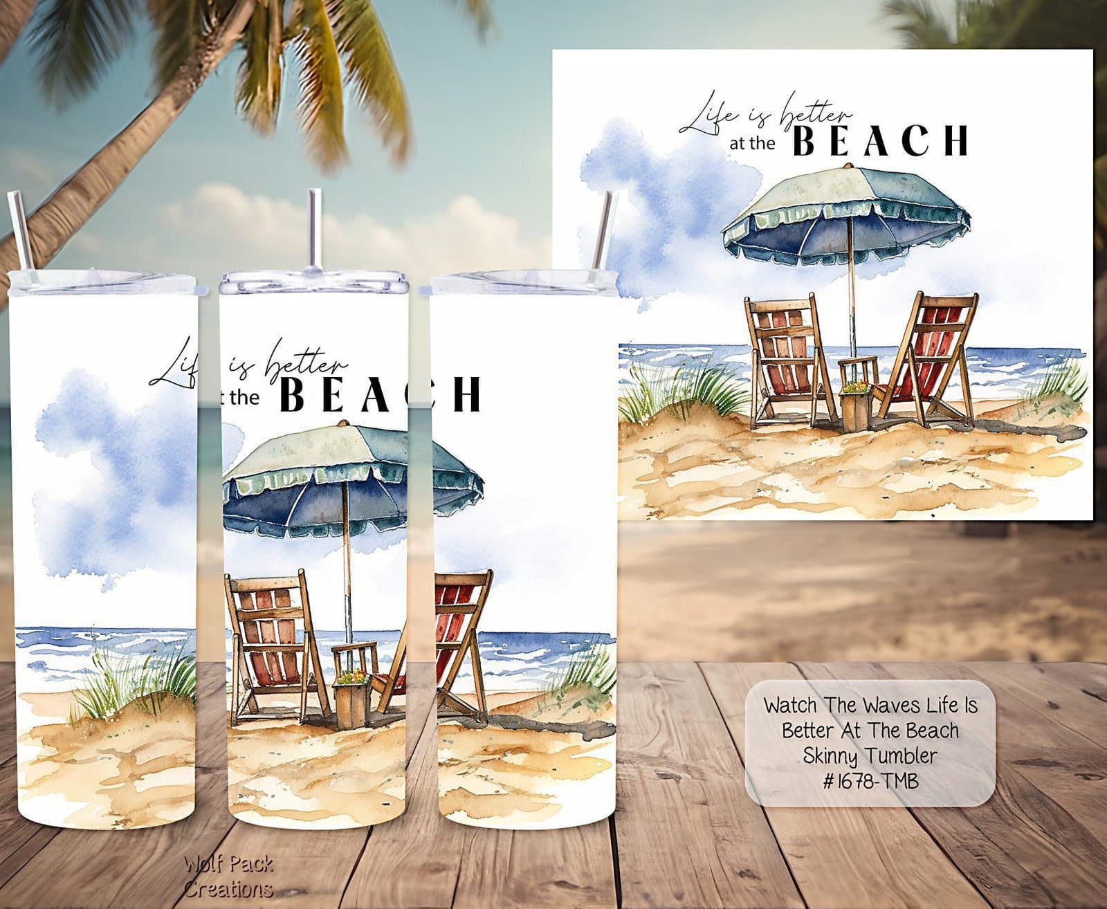 Beautiful Skinny Tumbler: Watch the Waves