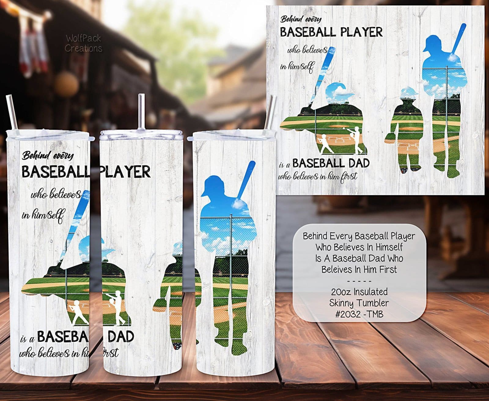 Insulated Skinny Tumbler: Behind every Baseball Player....