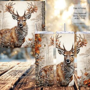 The Ultimate 20-Ounce Stainless Steel Skinny Tumbler with Deer Design