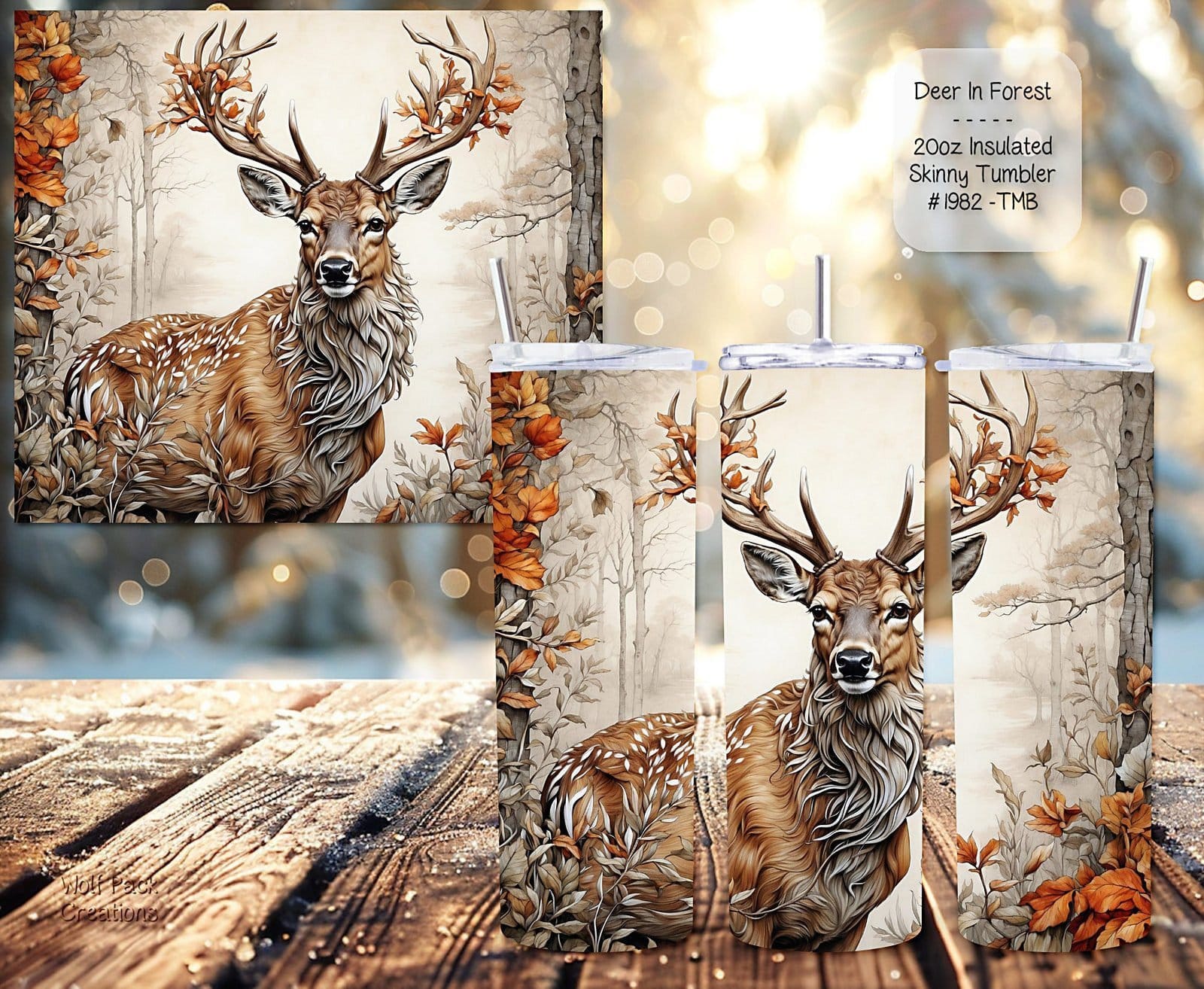 The Ultimate 20-Ounce Stainless Steel Skinny Tumbler with Deer Design
