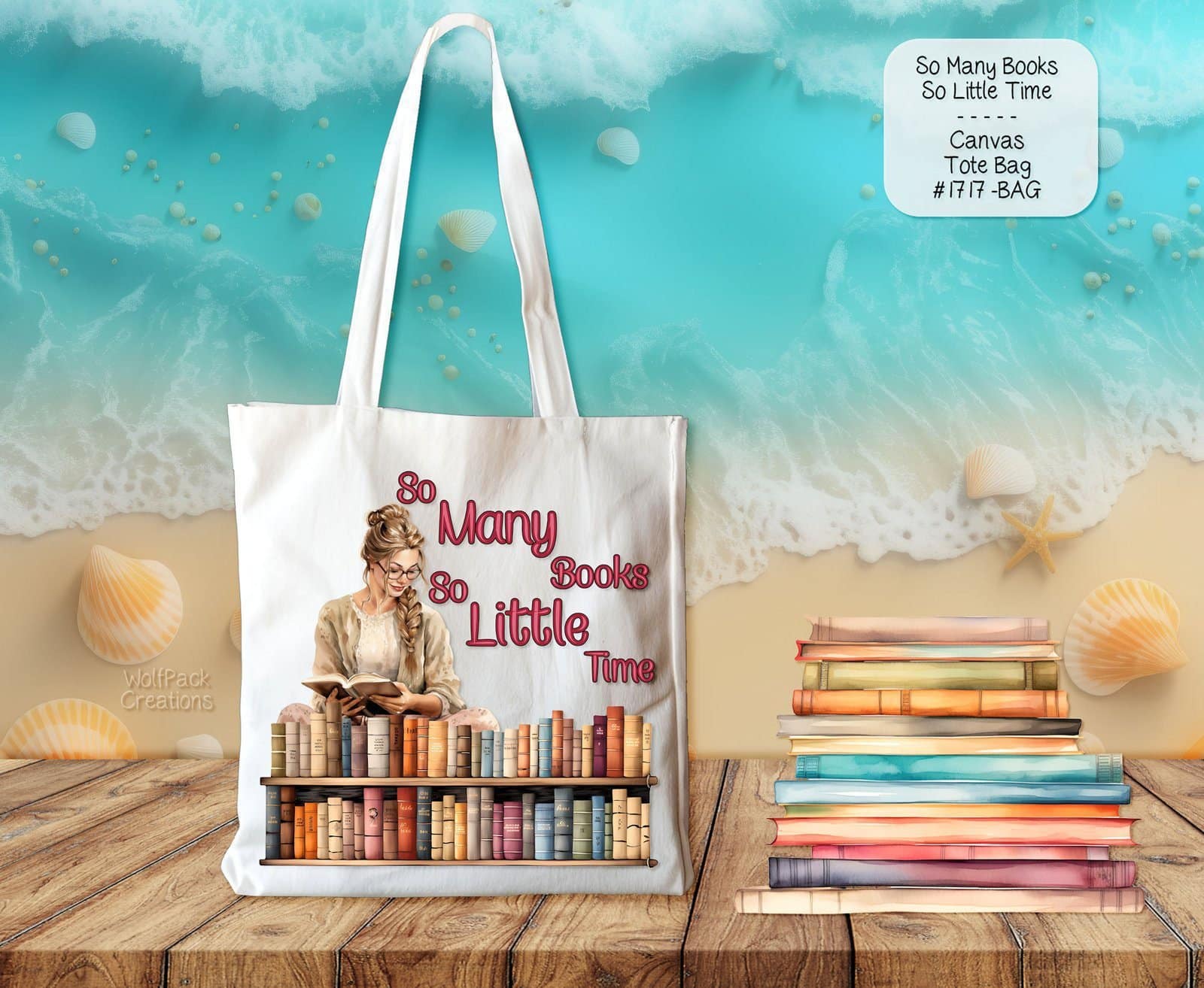 Stylish White Polyester Tote Bag: So Many Books, So Little Time