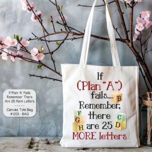 Funny White Polyester Tote Bag: Plan A
