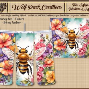 Beautiful Honey Bees and Flowers Skinny Tumbler