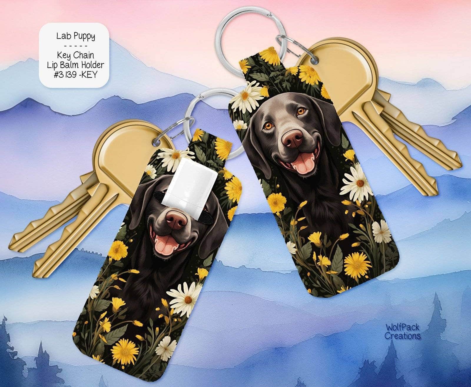 Cute Labrador themed Lip Balm Keychain