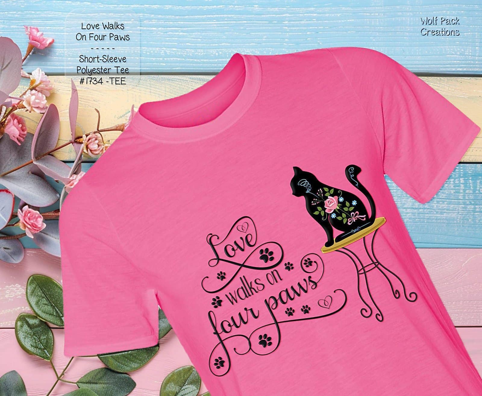 Cute Short Sleeve Shirt: Love Walks on Four Paws