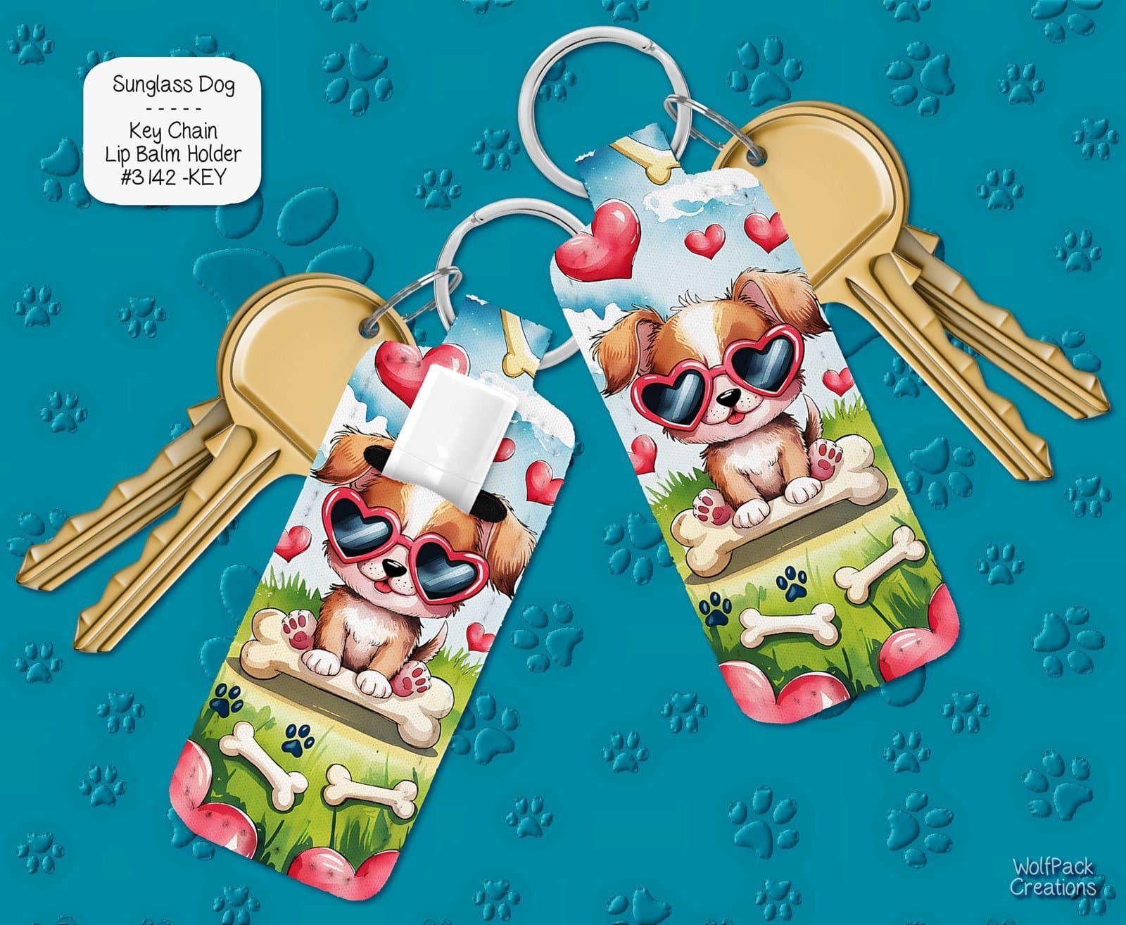 Cute Dog themed Lip Balm Keychain