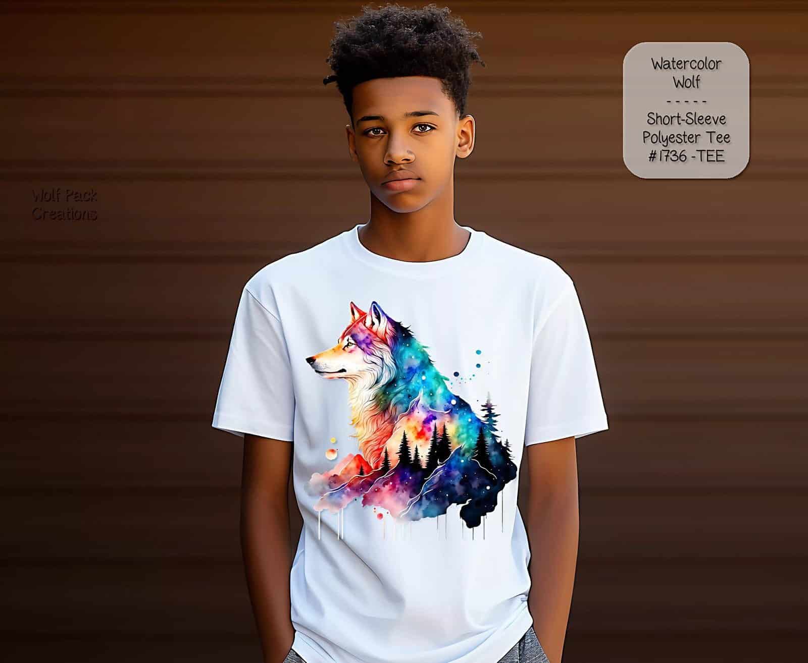 Beautiful Short Sleeve Shirt: Watercolor Wolf