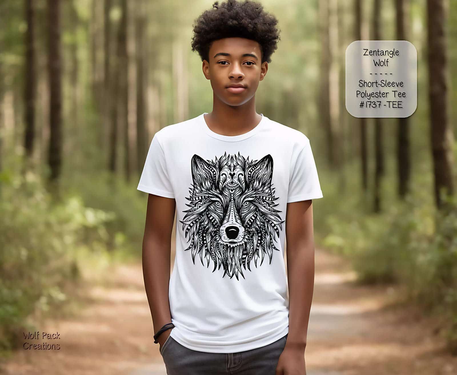 Beautiful Short Sleeve Shirt: Zentangle Wolf