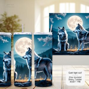 Stainless Steel Insulated Tumbler: Beautiful Quiet Night Wolf