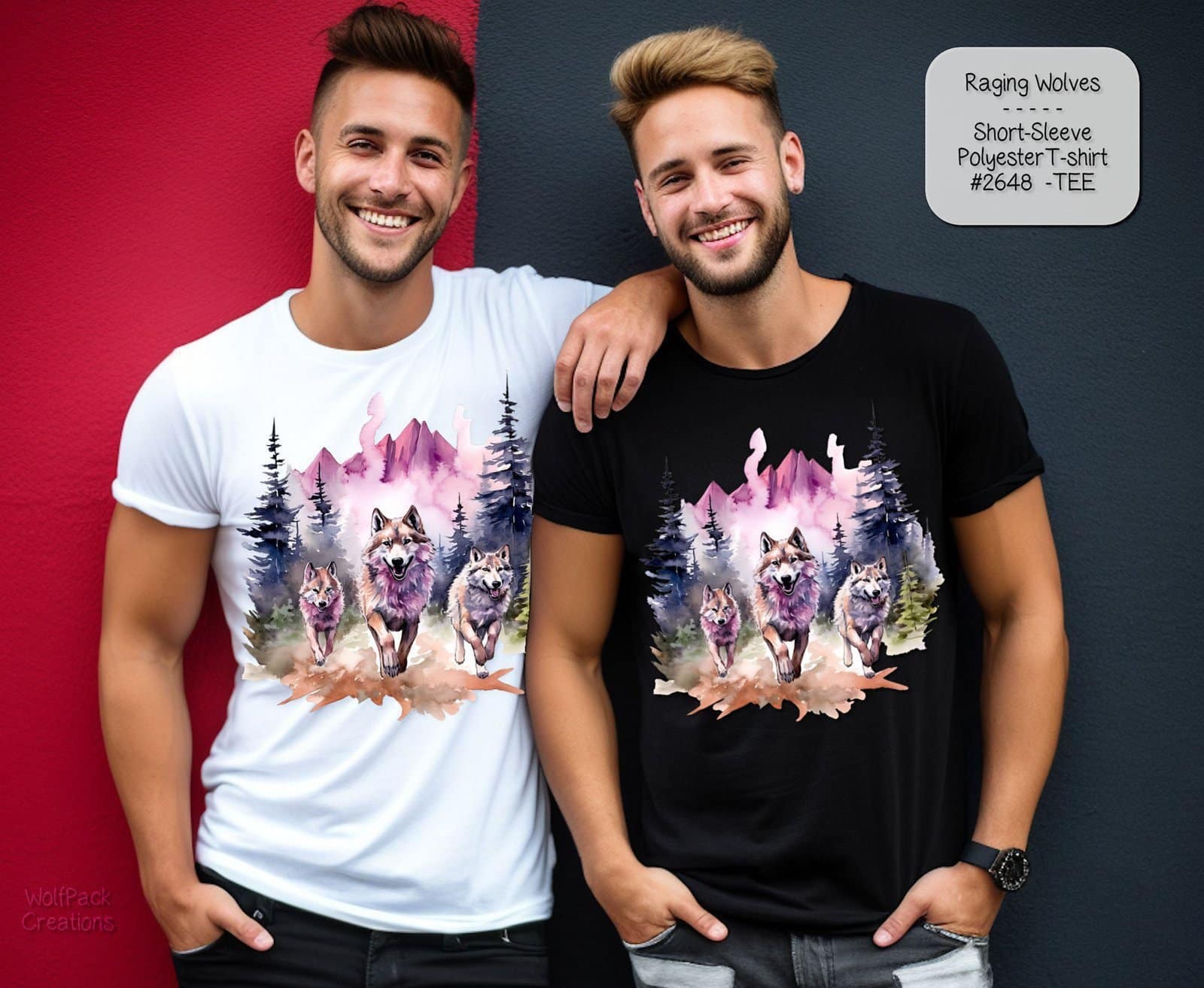 Unisex Polyester Short Sleeve Shirt: Beautiful Raging Wolves
