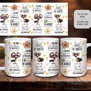 Stylish Ceramic Coffee Mugs with some Bird Humor