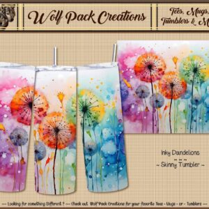 Beautiful Watercolor Dandelions on a Skinny Tumbler
