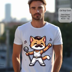 Adorable Short Sleeve Shirt for Cat Lovers: Cat Sings Queen