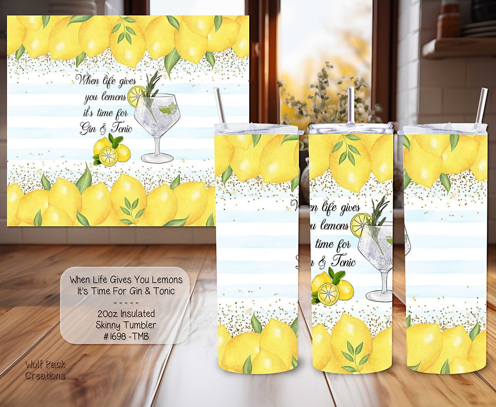 Beautiful Skinny Tumbler: When Life Gives You Lemons...