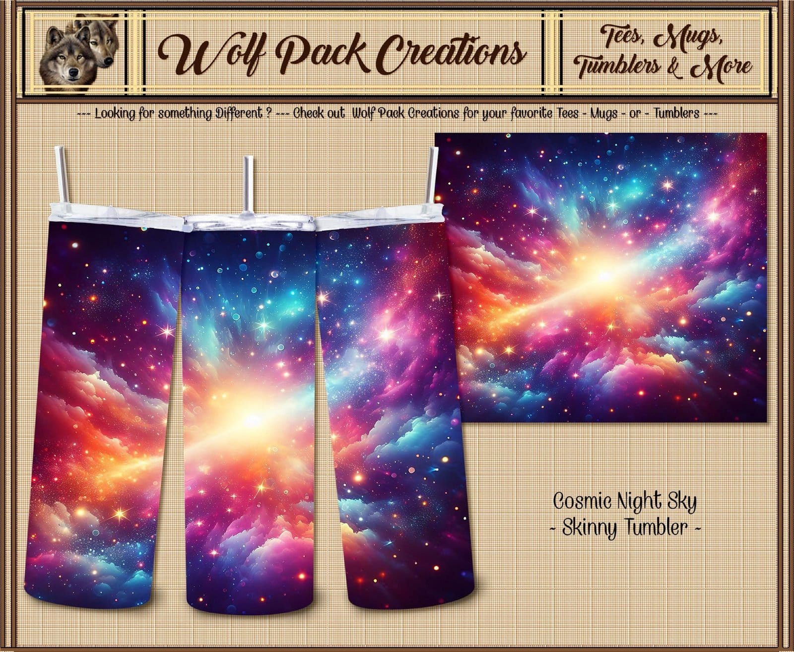 Beautiful Cosmic Night Sky on a Skinny Tumbler