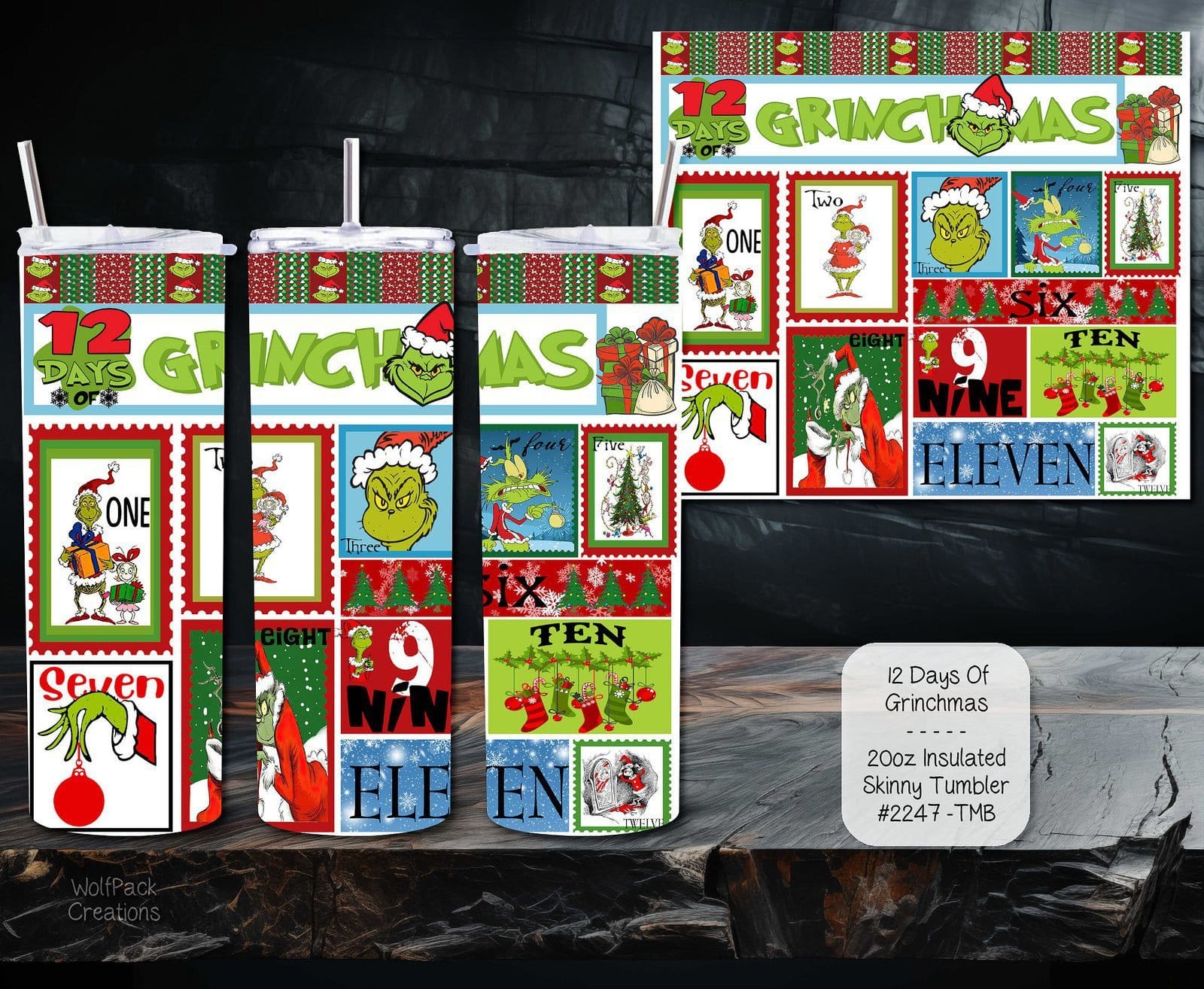 Introducing the 20 Ounce Stainless Steel Skinny Tumbler for Grinchmas